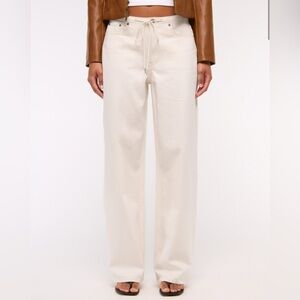 Abercrombie Adjustable Drawstring Loose Jeans in “Cream”